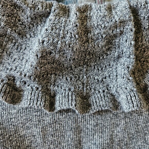 Rafaella Woman Size M Gray Cardigan Sweater With Ruffled Collar & Front Cottage - Picture 3 of 6